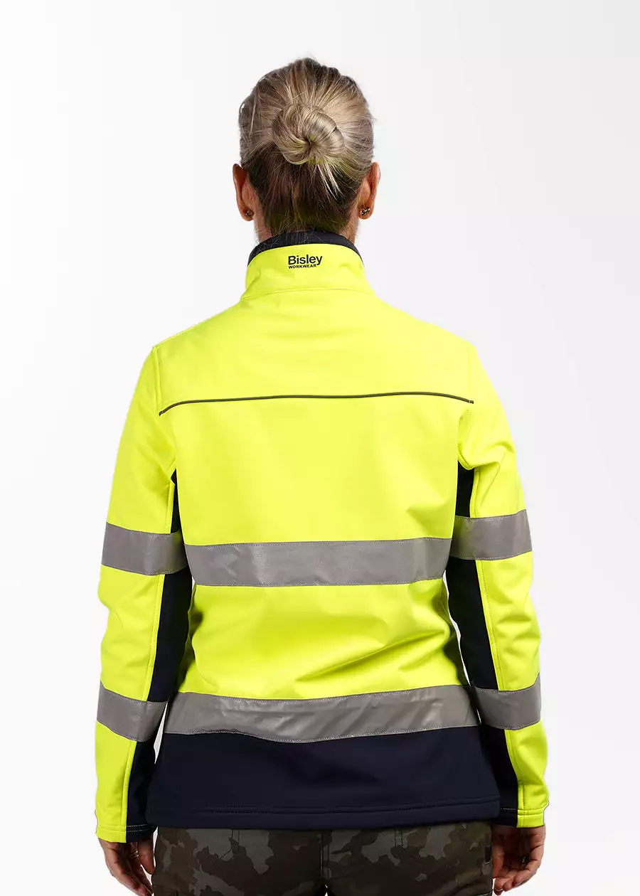 Hi vis women's taped soft shell jacket