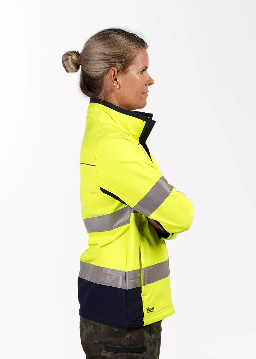 Hi vis women's taped soft shell jacket