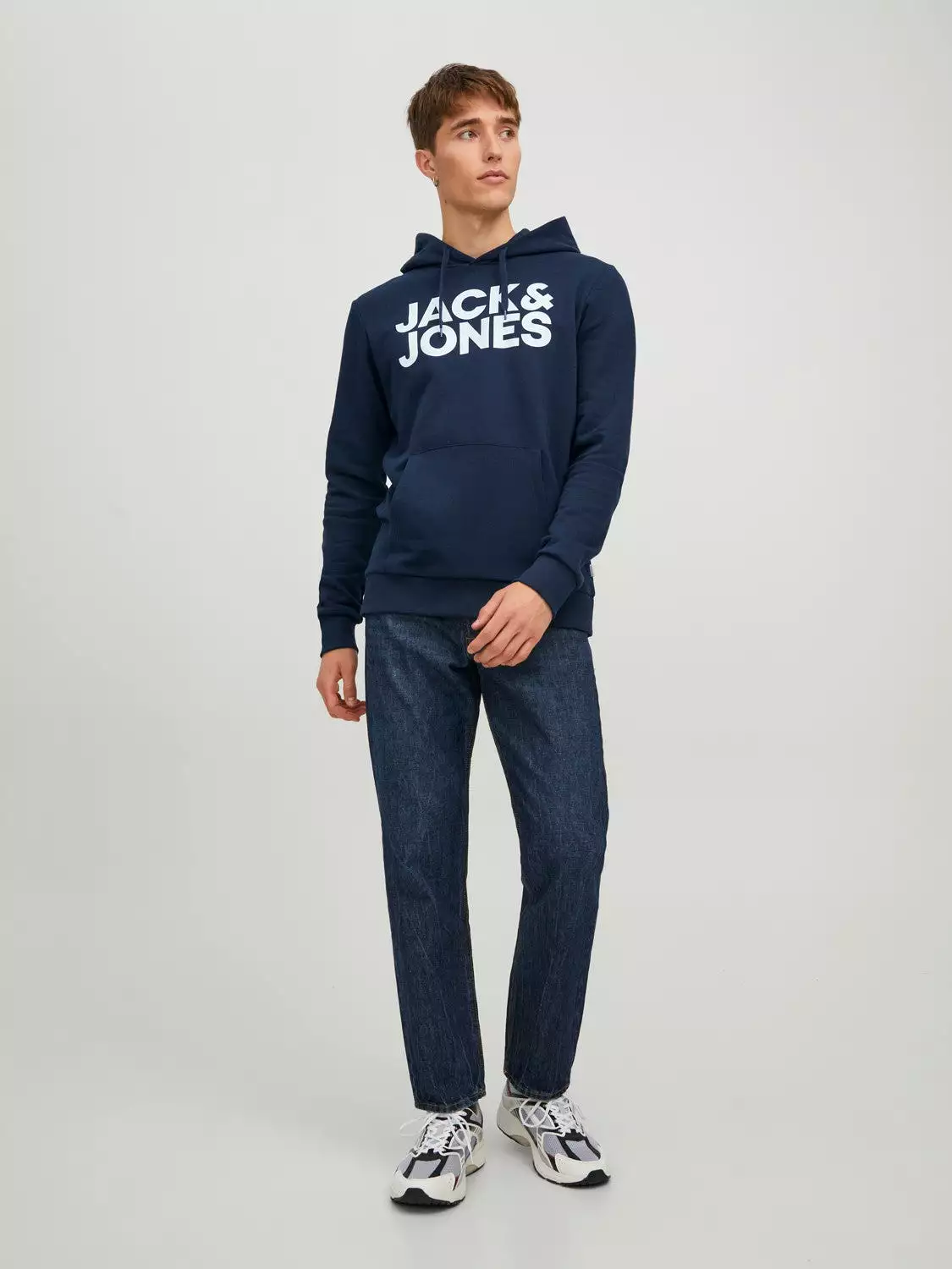 Jack & Jones Men's 'JJECORP' Hoodie Logo Sweatshirt