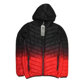 Jack Davis Black & Red Ombre Puffer Coat