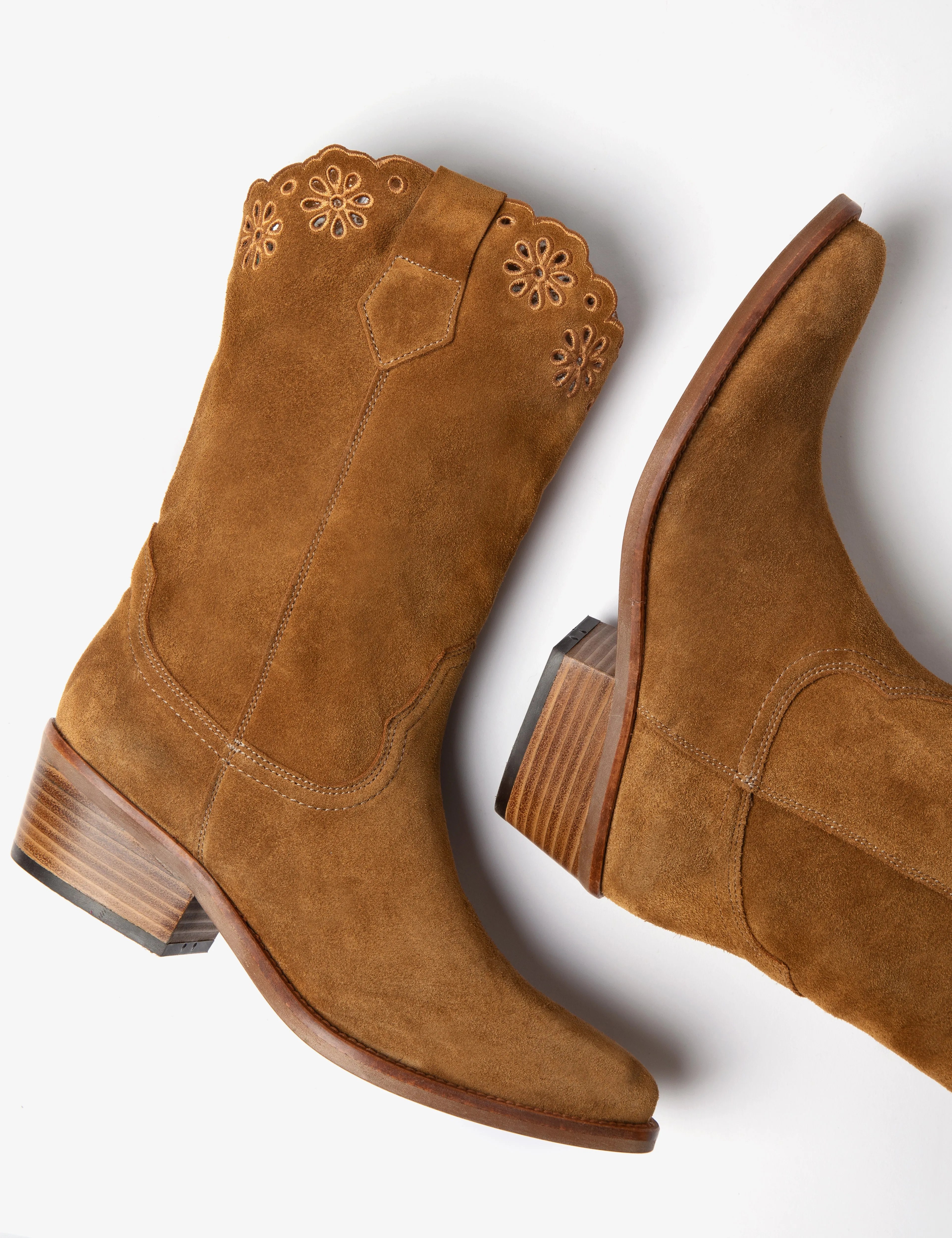 Jesse Broderick Suede Cowboy Boot Tan