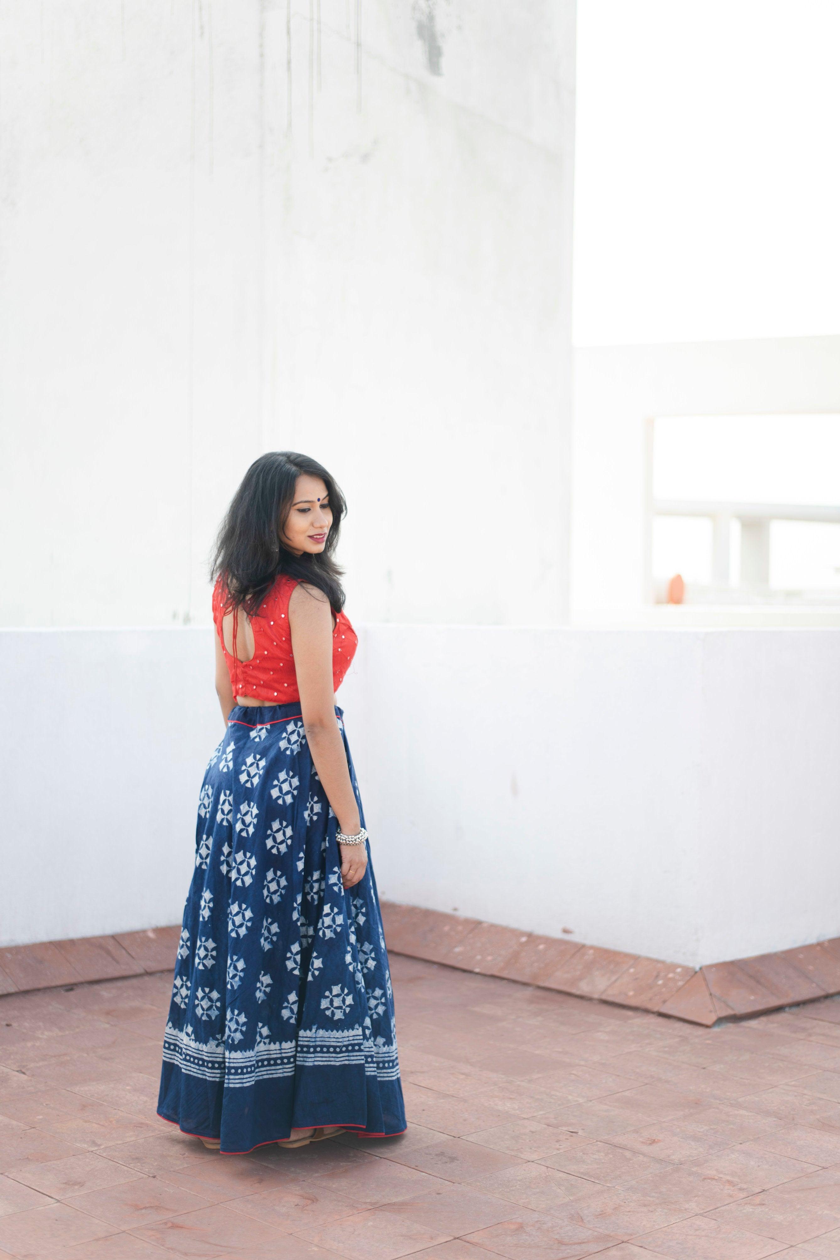 Kaisori Indigo Skirt - Floral