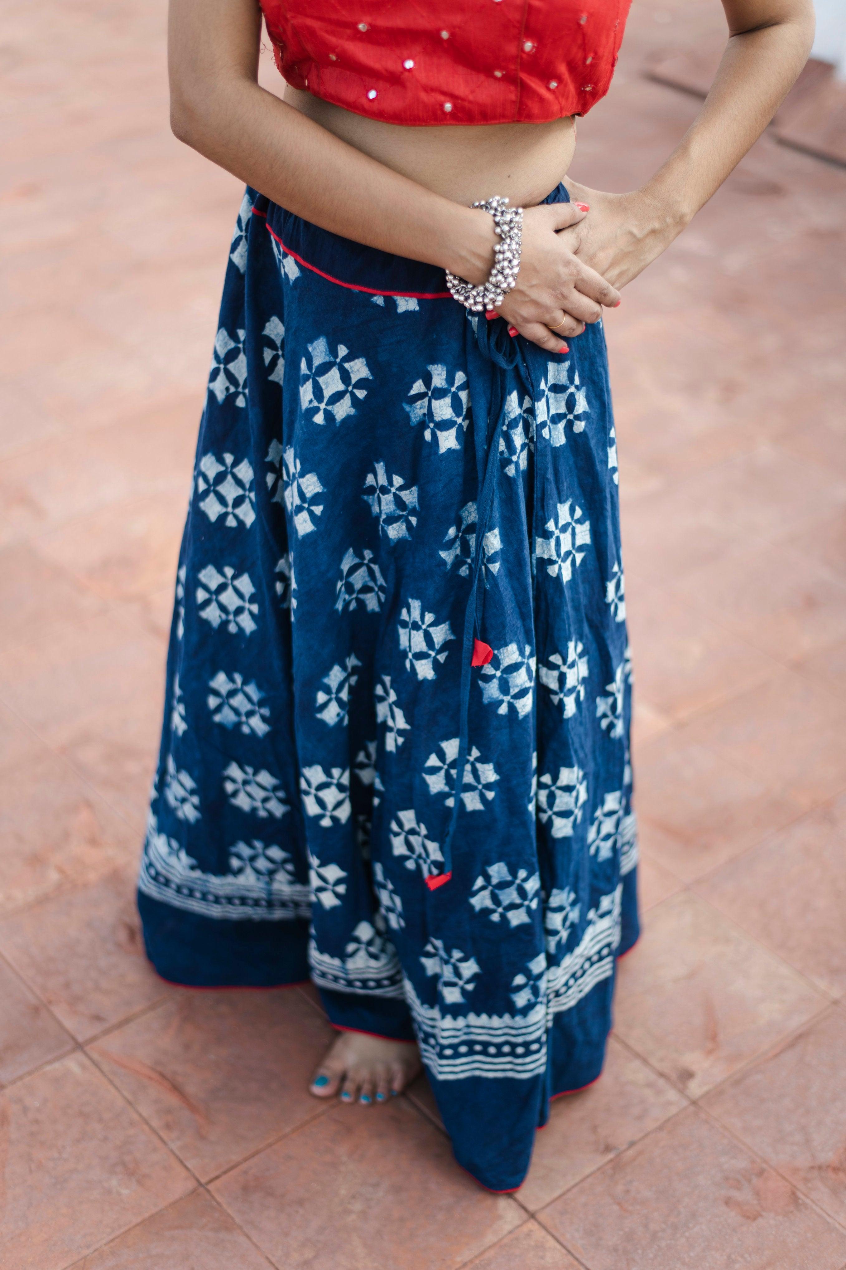 Kaisori Indigo Skirt - Floral