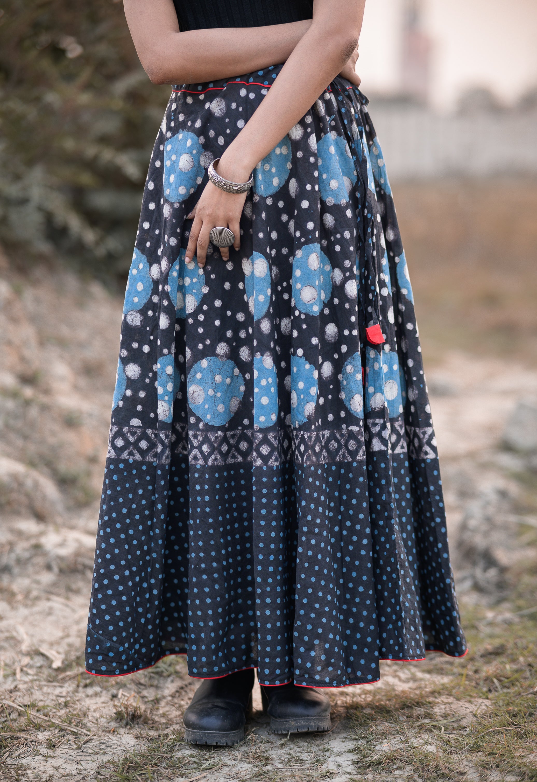 Kaisori Indigo Skirt -Dabu Chand  print