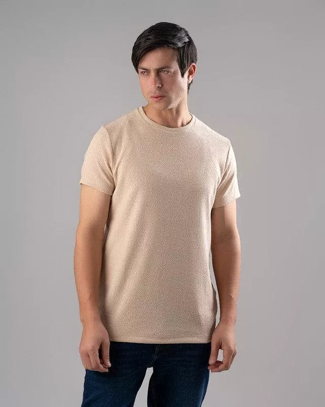 Knit T-shirt - BEIGE