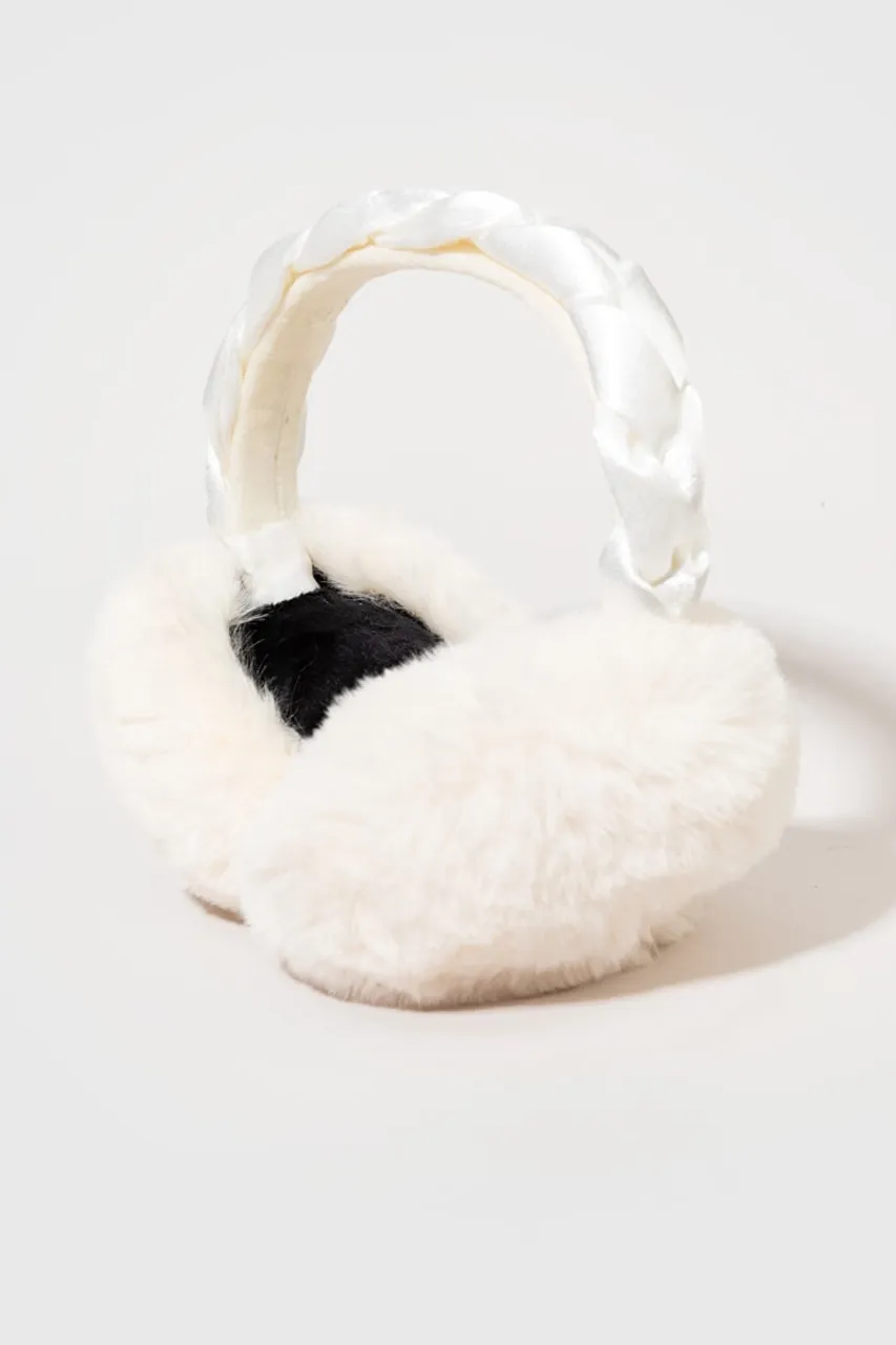 Kristy Satin Braid Fuzzy Earmuffs