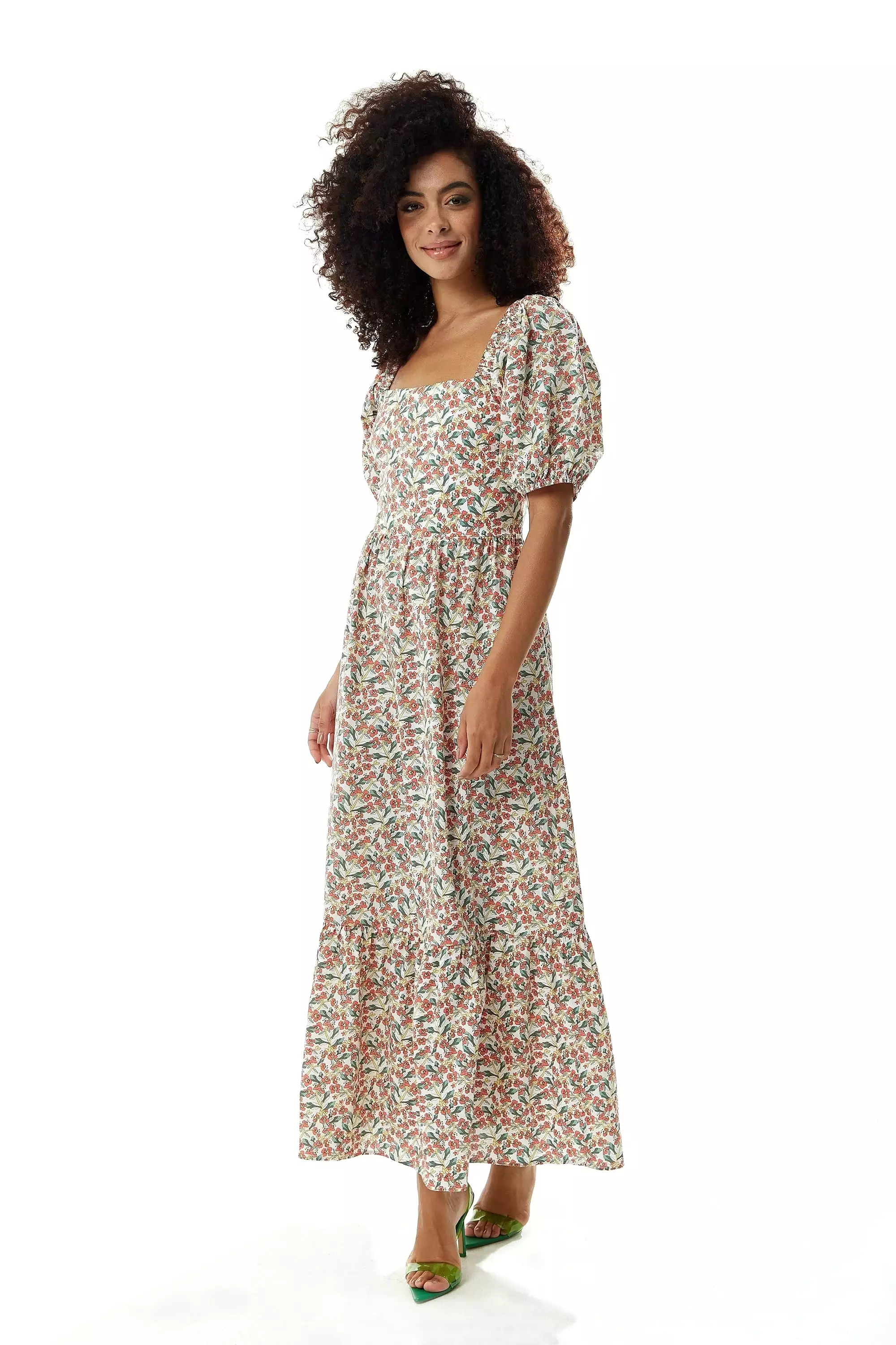 Liquorish Red Floral Maxi Dress With Cut Out Back