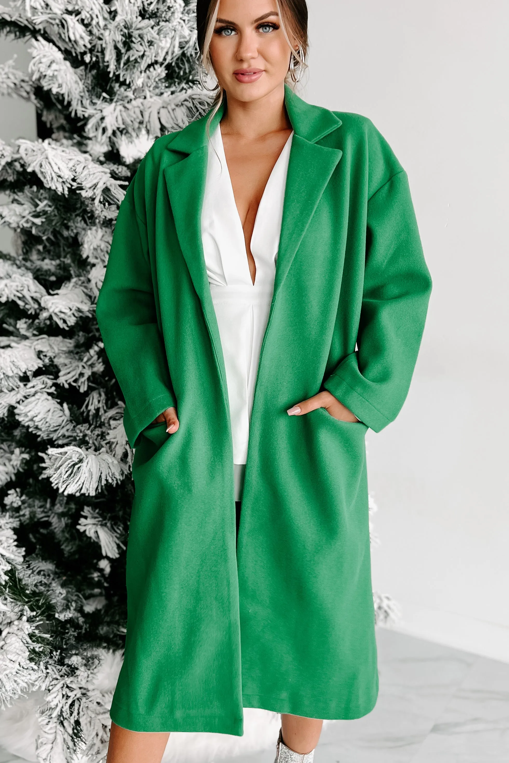 Looking For A Sign Open Front Coat (Green)