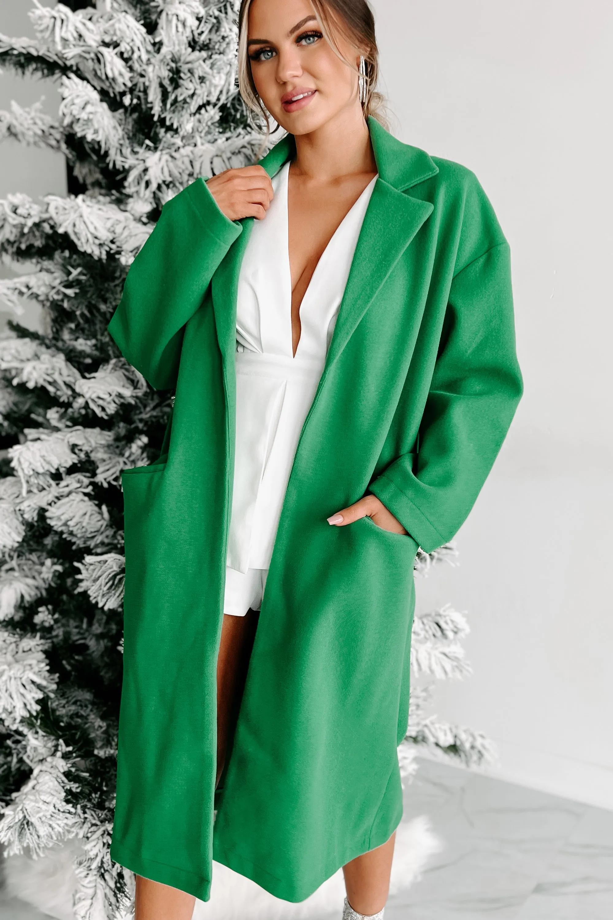 Looking For A Sign Open Front Coat (Green)