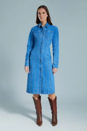 lorna denim shirt dress in vintage