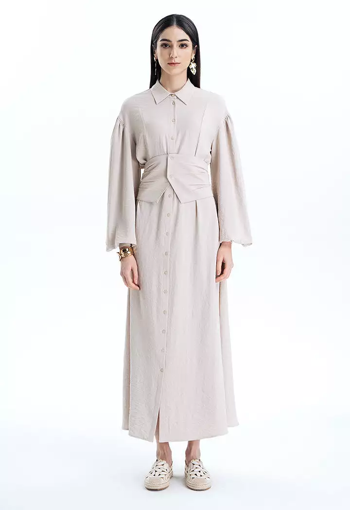 Maxi Shirt Dress With Wide Belt