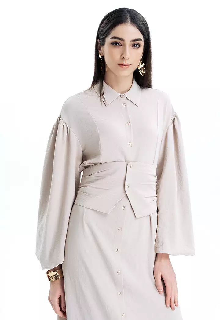 Maxi Shirt Dress With Wide Belt