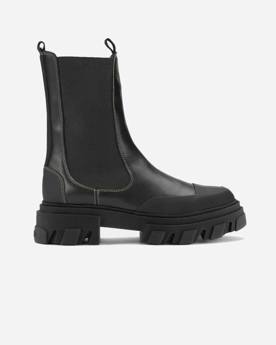 Mid Chelsea Boot Yellow Stitch - Black