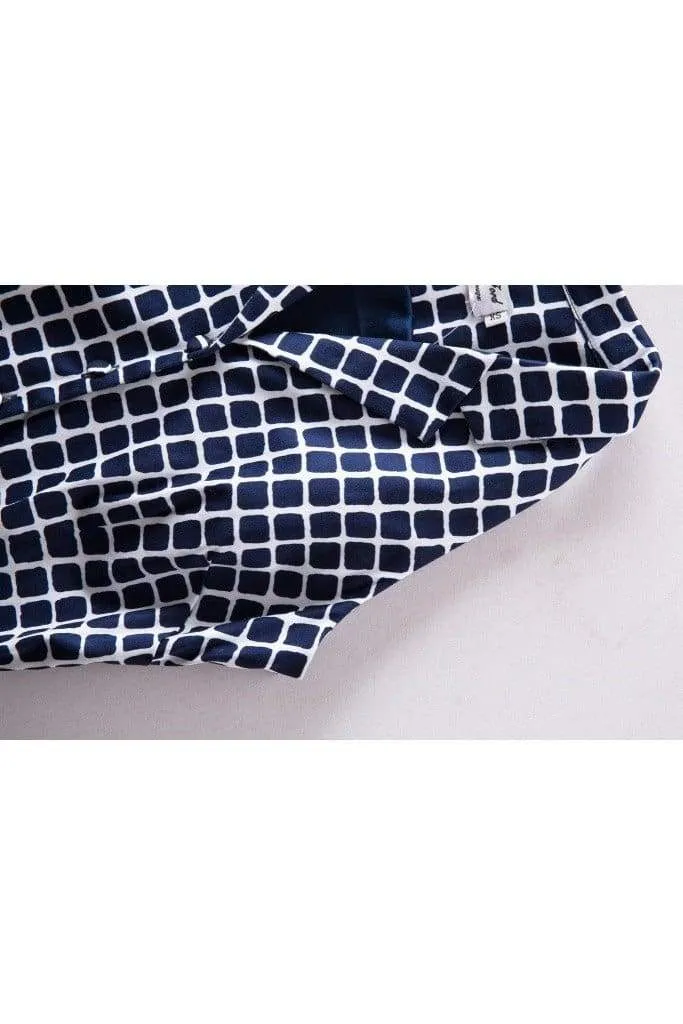 Navy and White Plaid Halter Top Vintage Dress