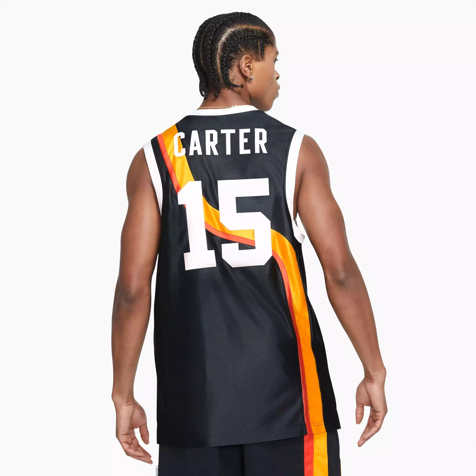 Nike Roswell Rayguns Vince Carter Basketball Men's Jersey Black-Gold-Orange