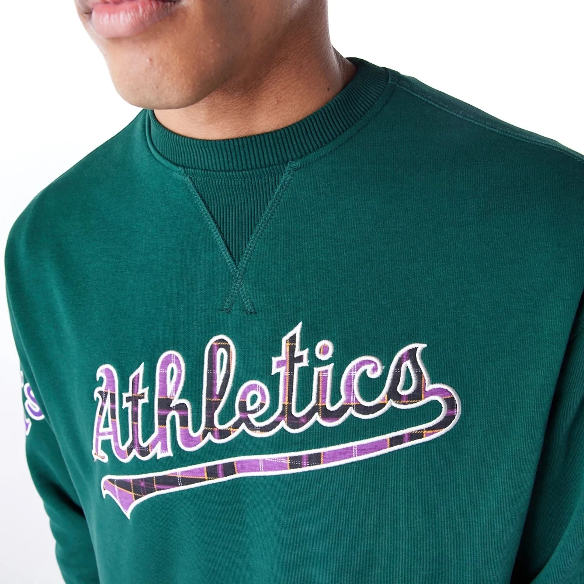 Oakland Athletics MLB Tartan Infill Dark Green Crew Neck Sweater