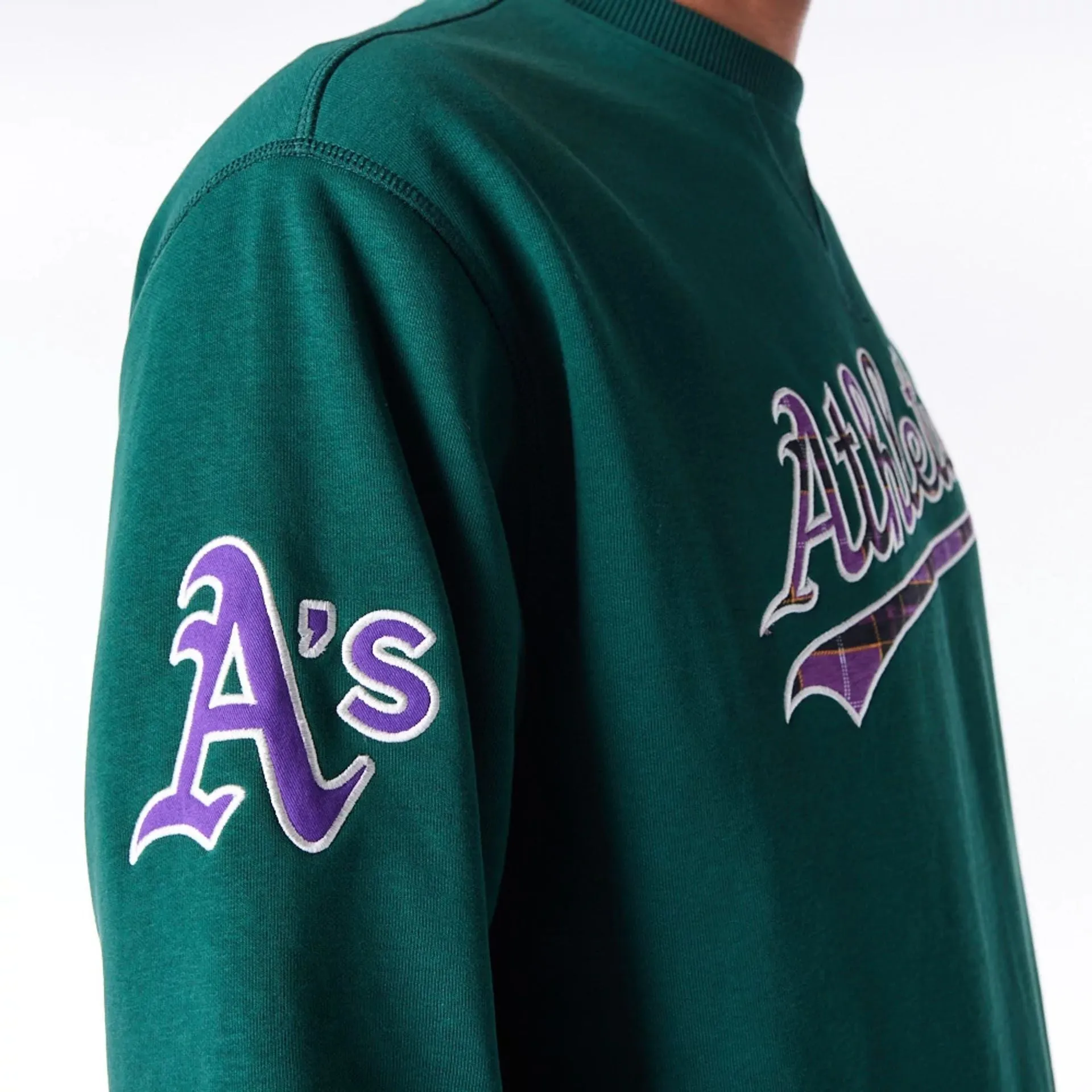 Oakland Athletics MLB Tartan Infill Dark Green Crew Neck Sweater