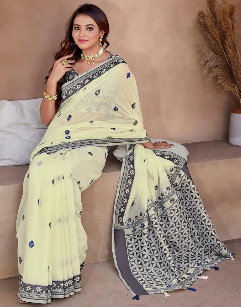 Off White Silk Plain Sarees