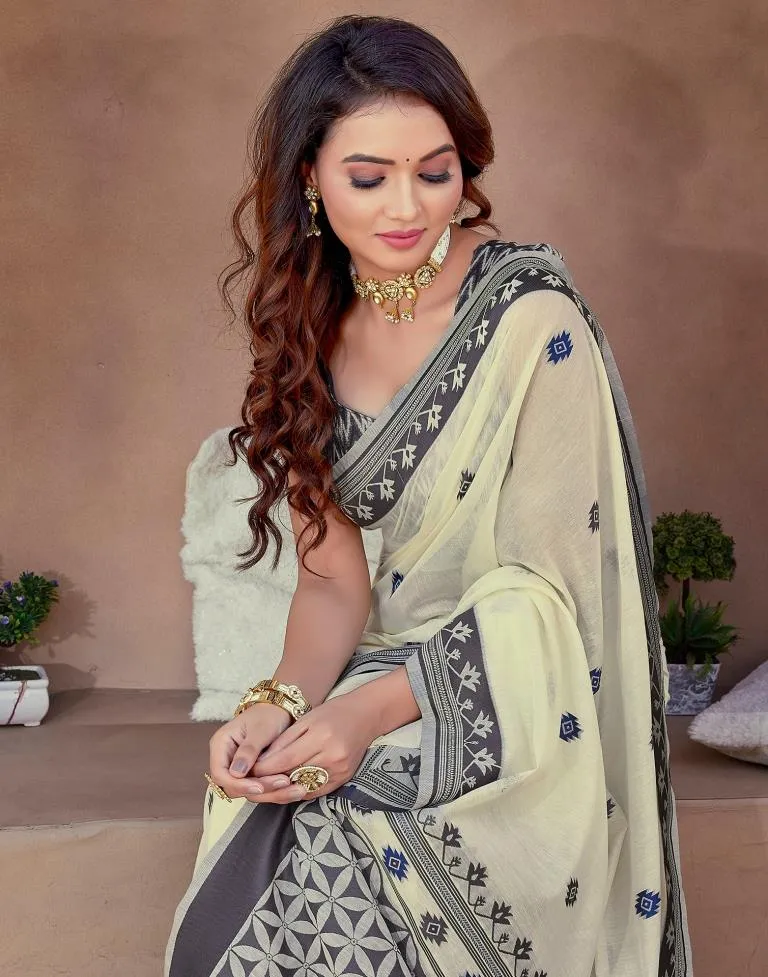 Off White Silk Plain Sarees