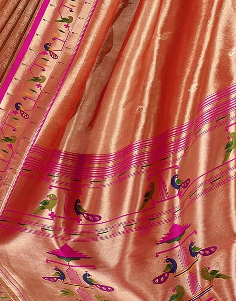 Orange Silk Woven Sarees