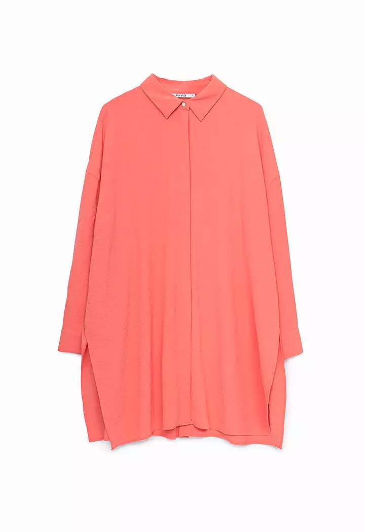 Oversized Solid Blouse With Side Slits