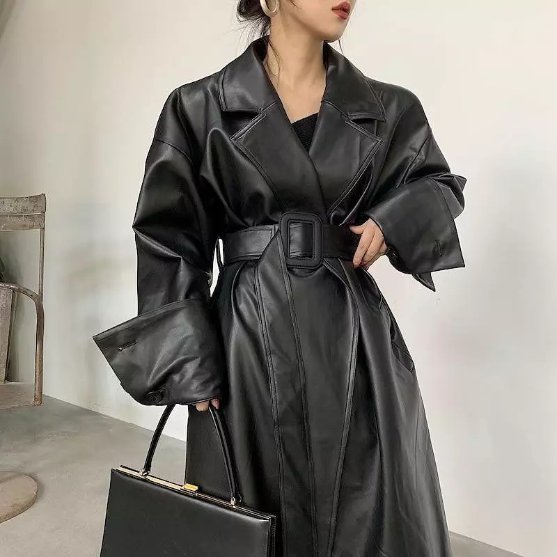 Oversized Trench Coat For Women, Black