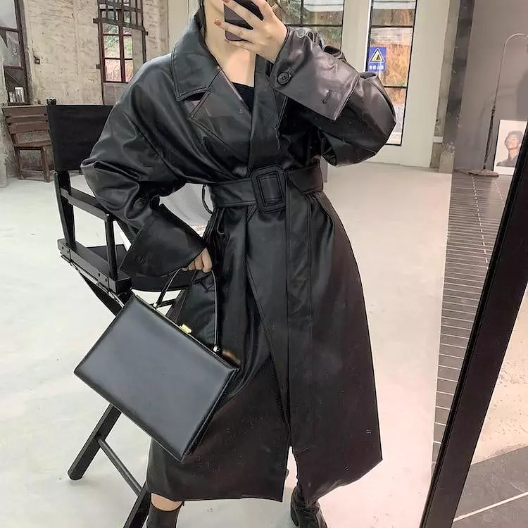 Oversized Trench Coat For Women, Black