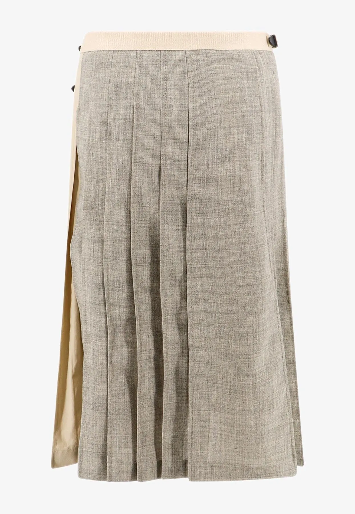 Patchwork Midi Pleated Skirt