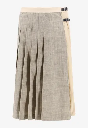 Patchwork Midi Pleated Skirt