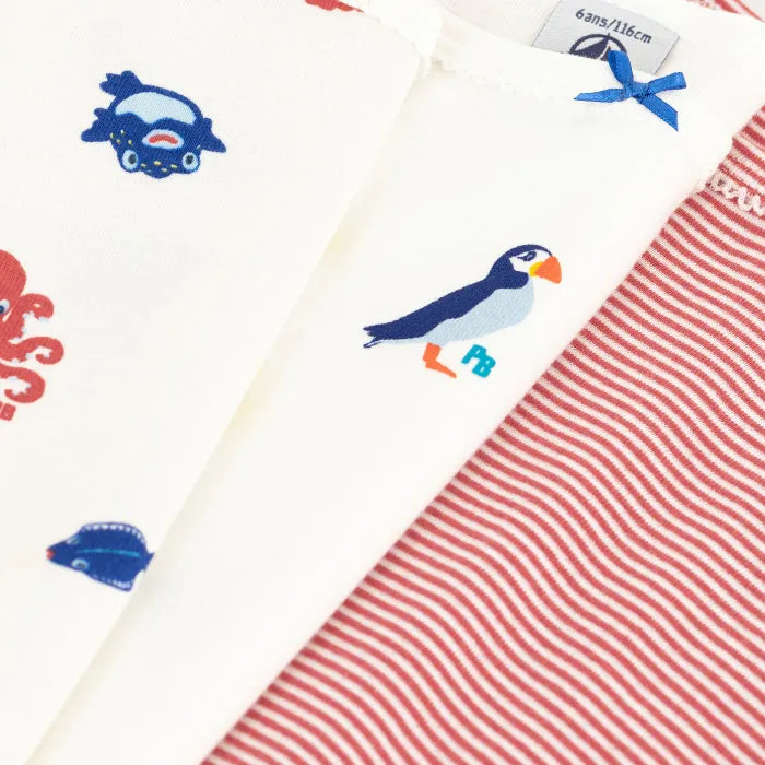 Petit Bateau Child Set Of Three Camisoles Sea Animals Print