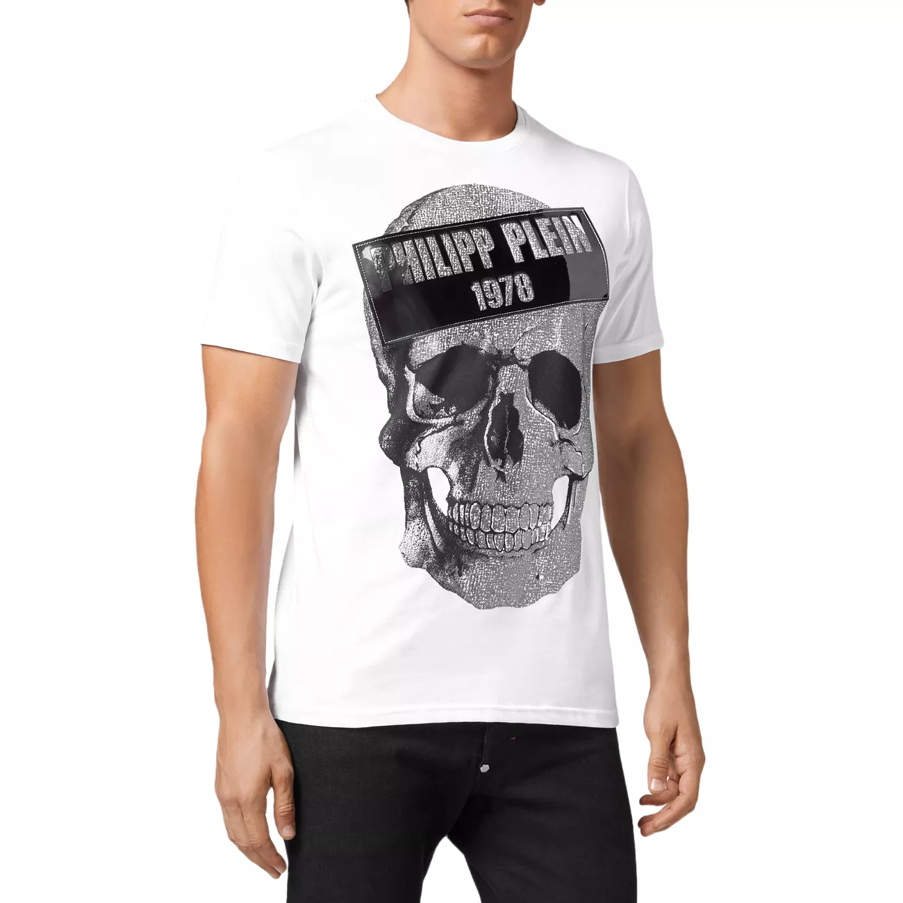 Philipp Plein Platinum Cut Round Neck Skull Men's T-Shirt