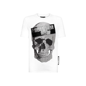 Philipp Plein Platinum Cut Round Neck Skull Men's T-Shirt