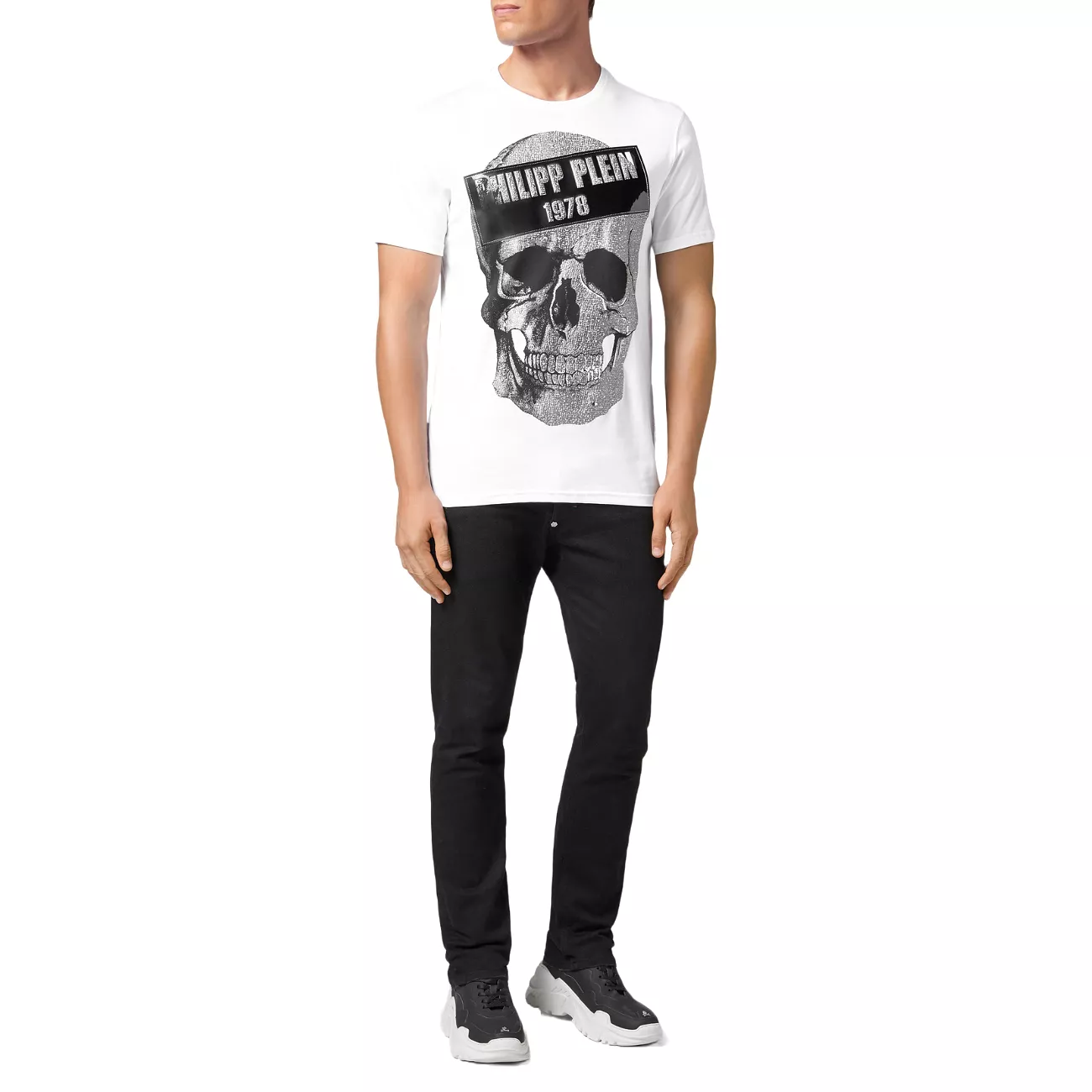 Philipp Plein Platinum Cut Round Neck Skull Men's T-Shirt