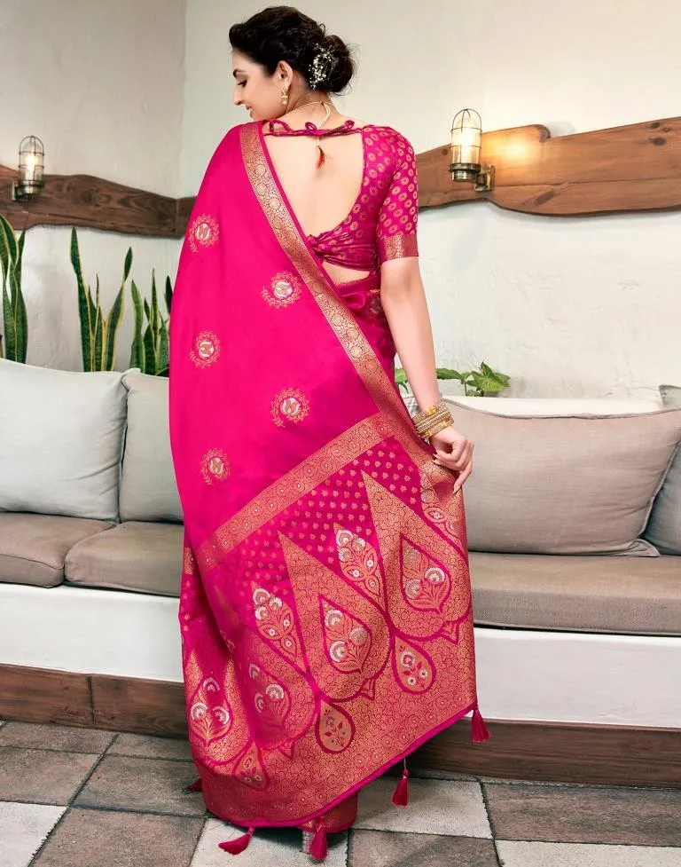 Pink Silk Woven Sarees