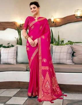 Pink Silk Woven Sarees