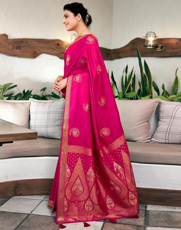 Pink Silk Woven Sarees