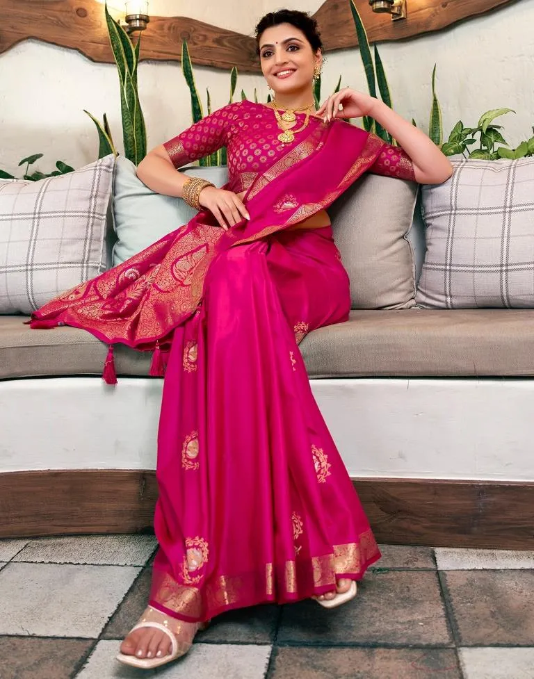 Pink Silk Woven Sarees