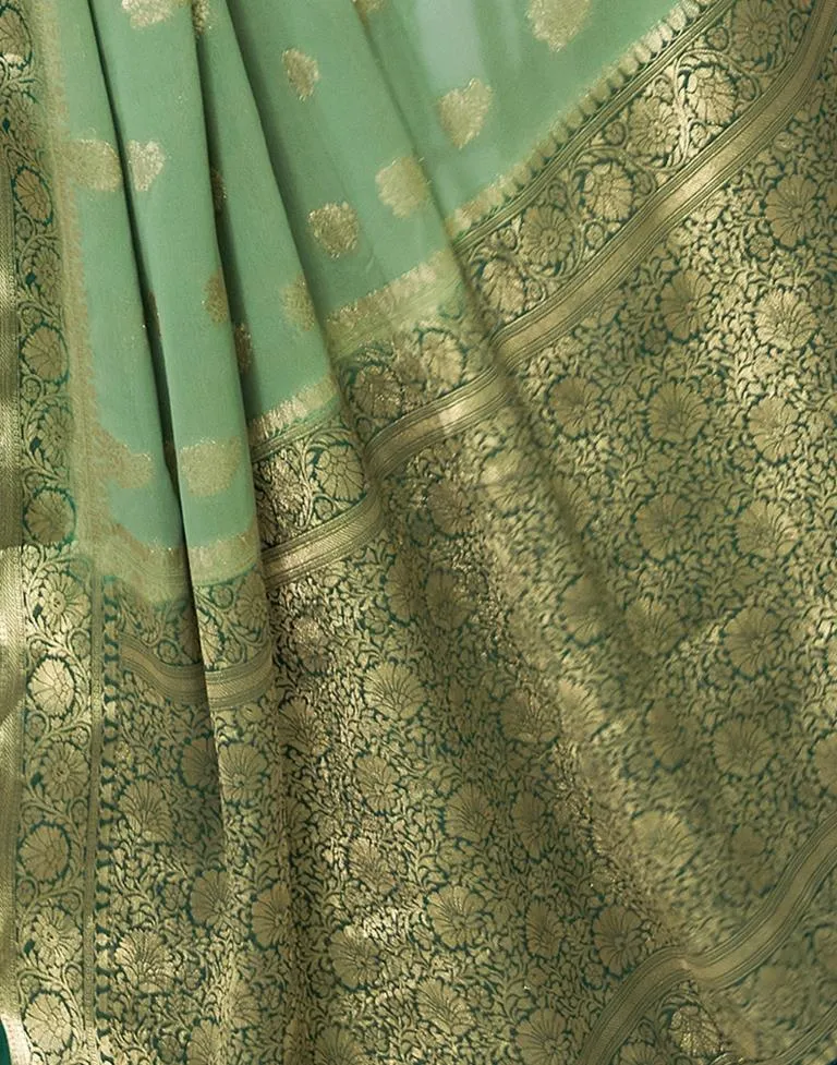 Pista Green Georgette Plain Sarees