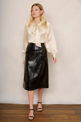 Remi Faux Leather Skirt - Black Crackle