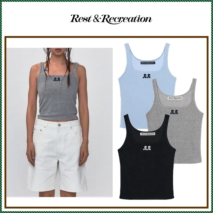 Rest & Recreation  |Sleeveless Street Style Plain Cotton Logo Tanks & Camisoles