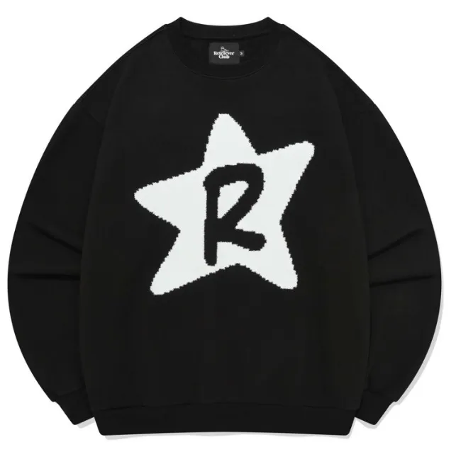 Retriever Club  |Star Unisex Street Style Long Sleeves Khaki Logo Sweaters