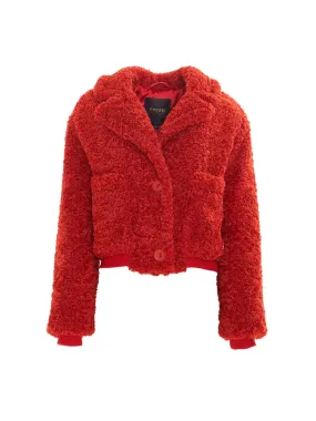 		Romeo  Red Faux Fur Coat	