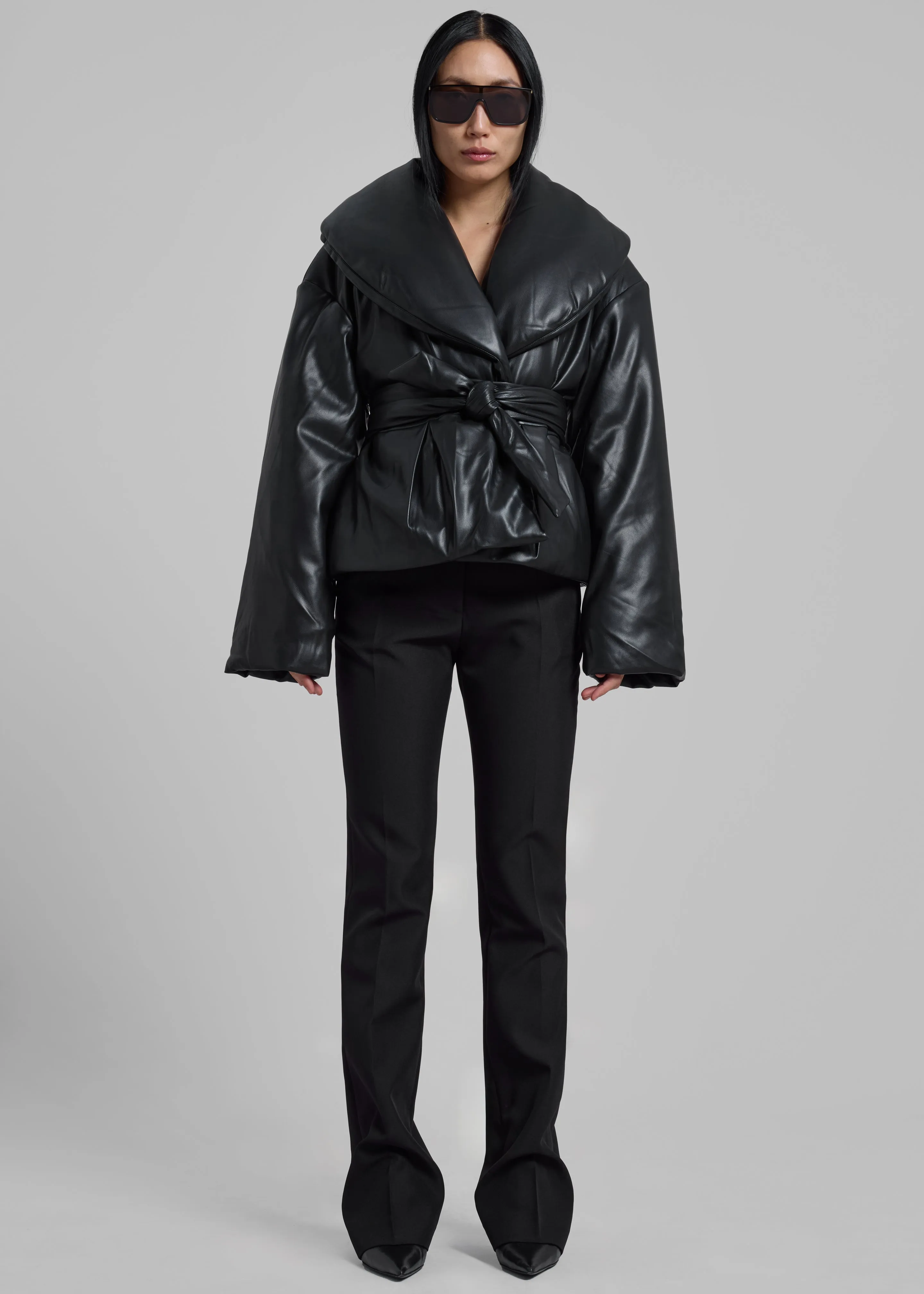 Rotate Belted Puffer Jacket - Black