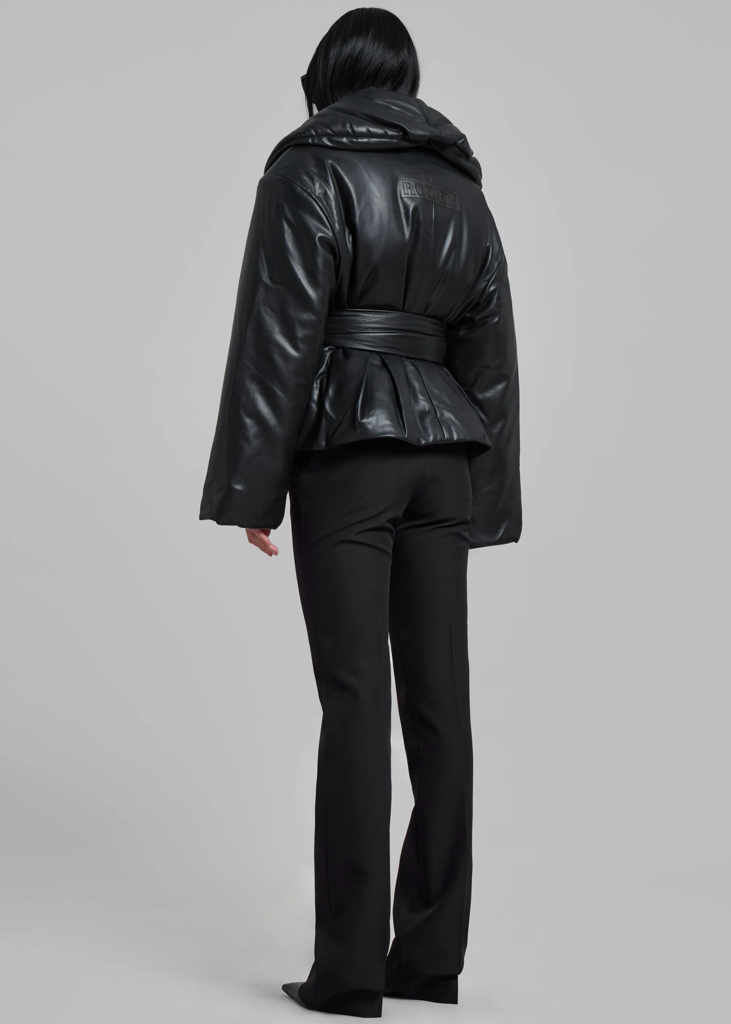 Rotate Belted Puffer Jacket - Black