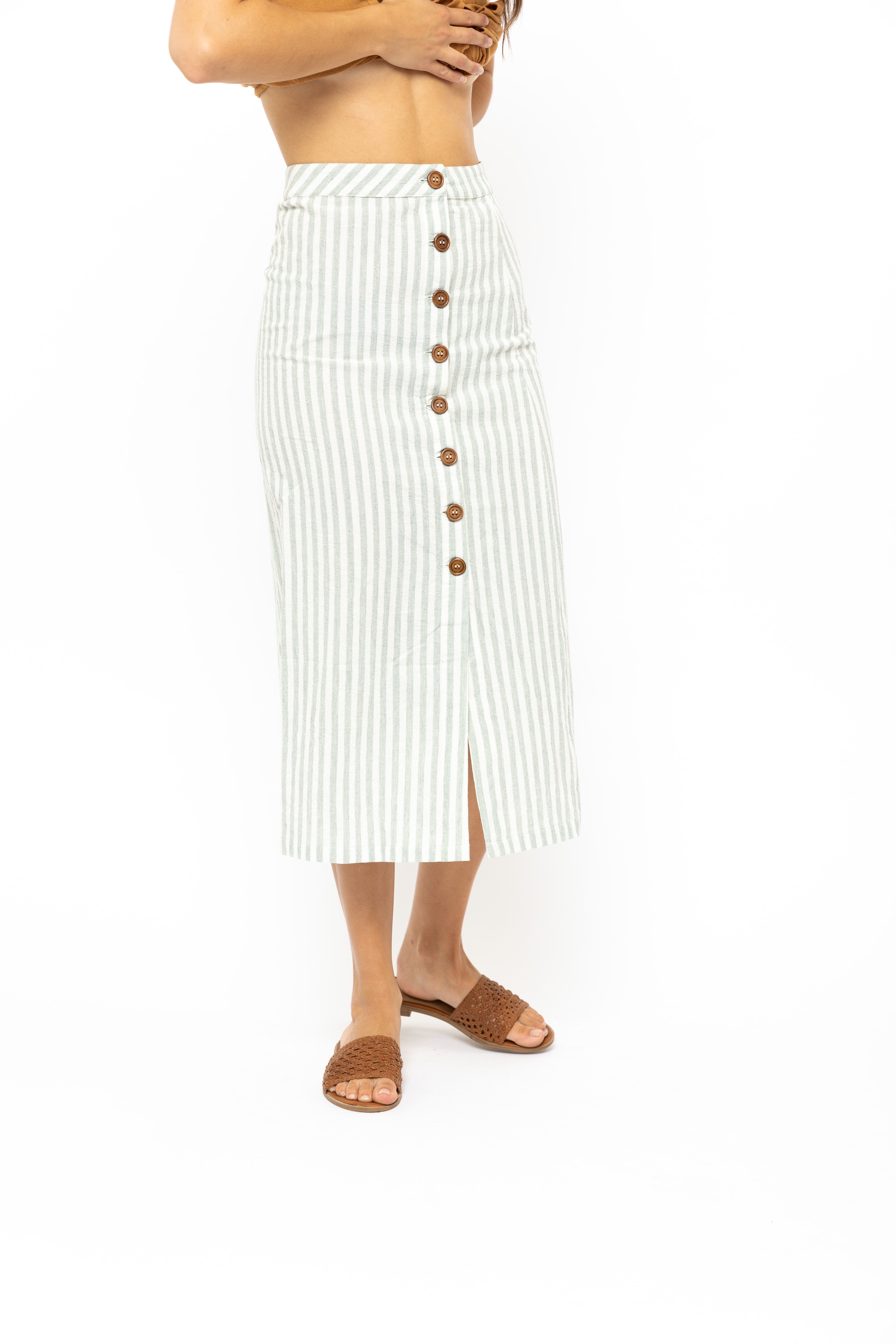 Rusty USA Coastal Midi Skirt Bottle Stripe BOTTLE STRIPE