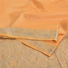 Sanskriti Vintage Blue Indian Sarees 100% Pure Silk Woven Sari 5 YD Craft Fabric