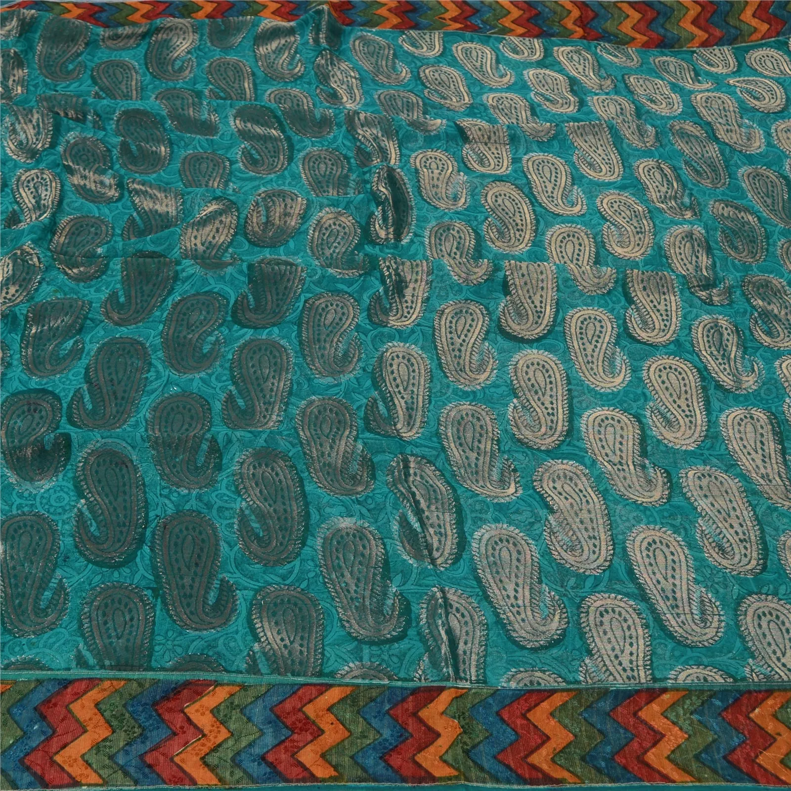 Sanskriti Vintage Blue Indian Sarees Blend Georgette Woven Premium Sari Fabric