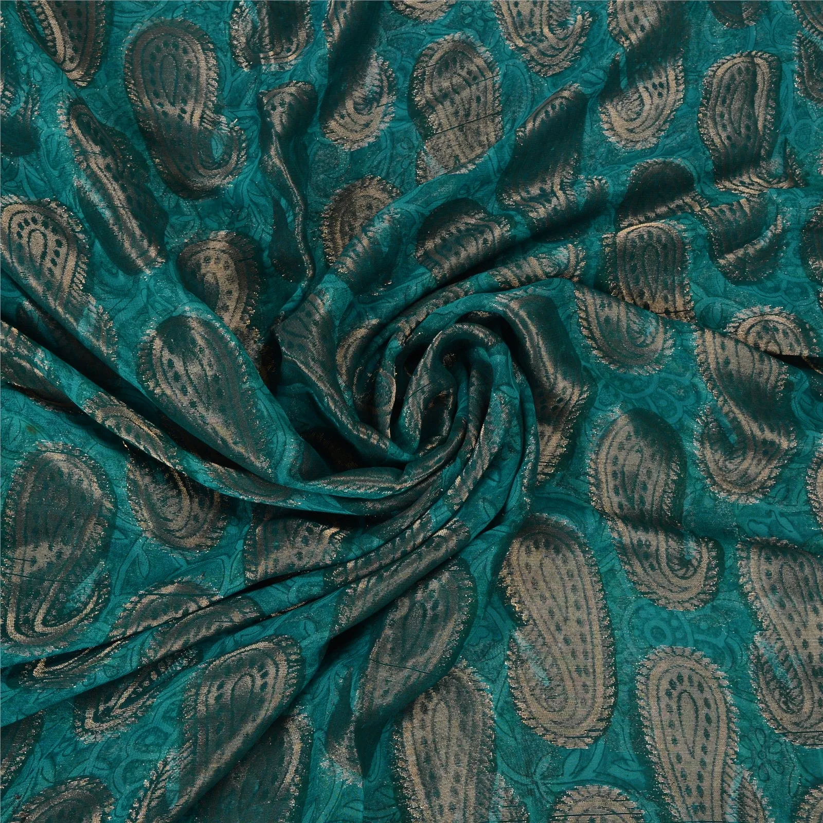 Sanskriti Vintage Blue Indian Sarees Blend Georgette Woven Premium Sari Fabric