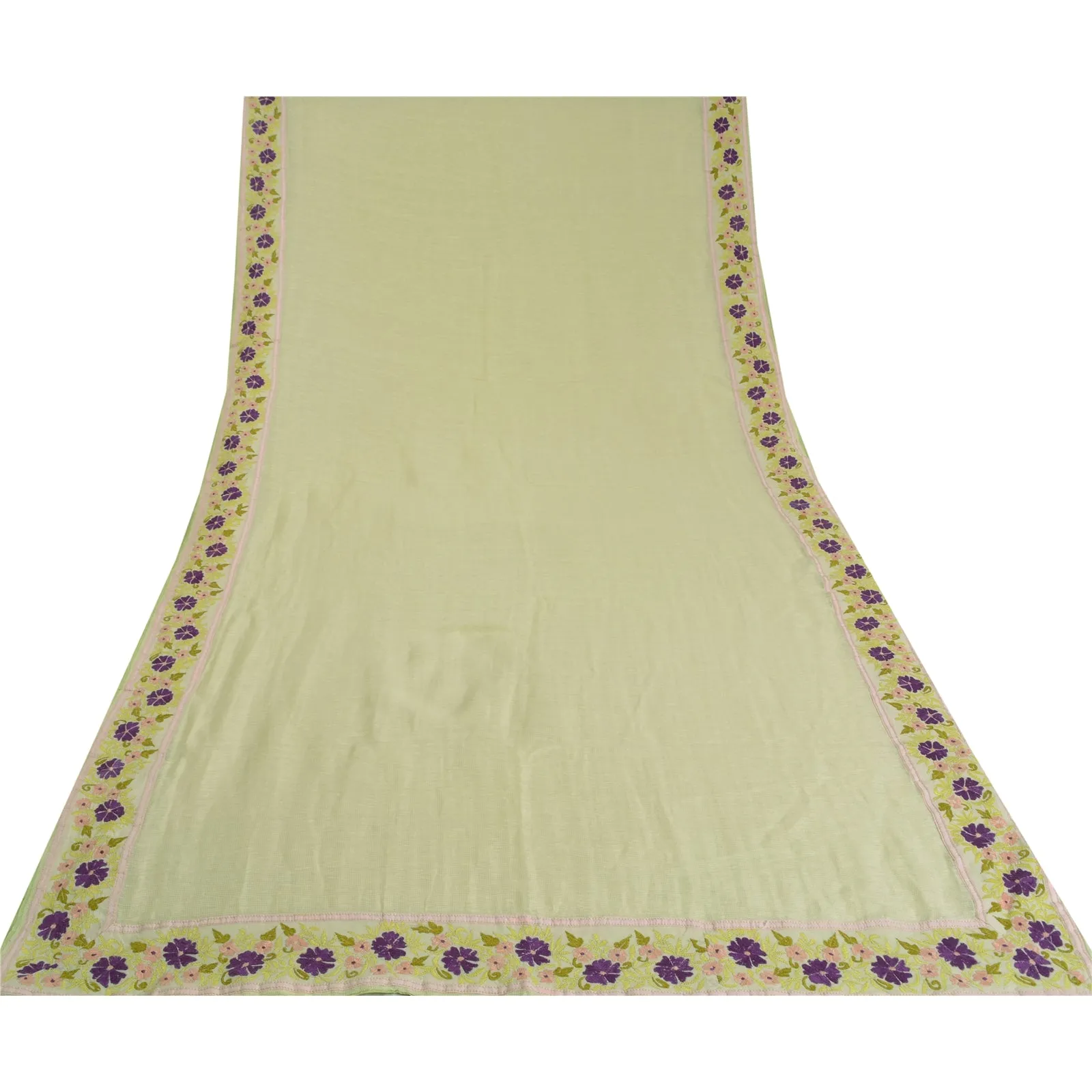 Sanskriti Vintage Cream Sarees Pure Cotton Embroidered Kota Doria Sari Fabric