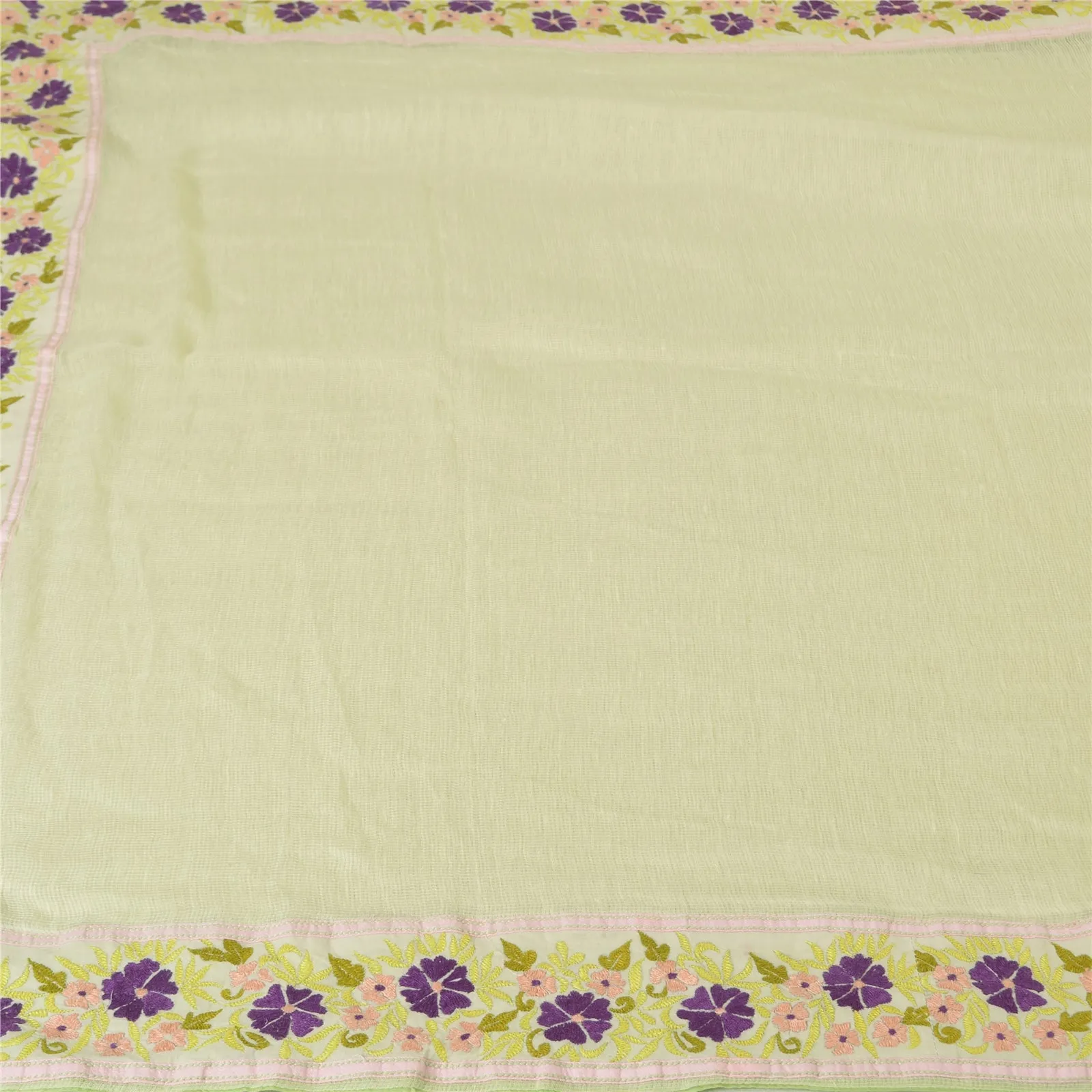 Sanskriti Vintage Cream Sarees Pure Cotton Embroidered Kota Doria Sari Fabric